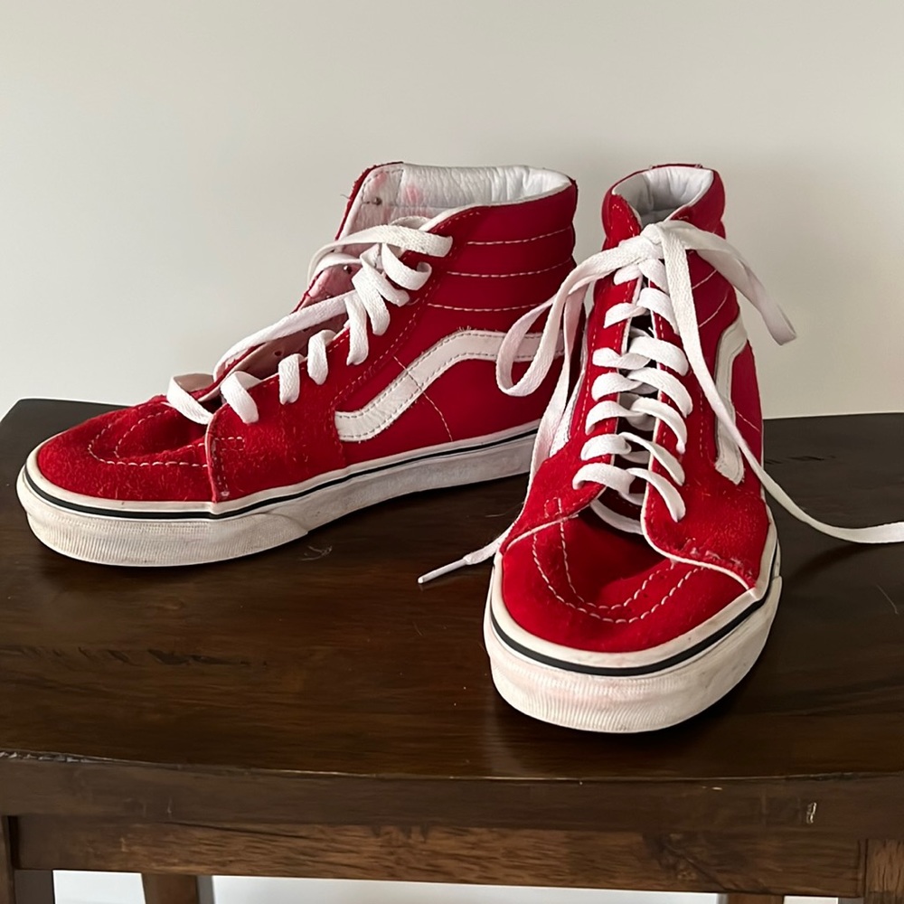 High Top Vans ~ Red~ suede & Canvas